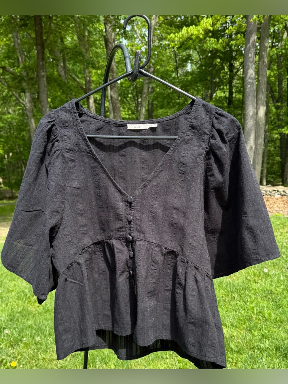 Francesca's Mi Ami Ravera Button Blouse
 Black 100% Cotton